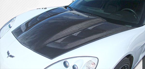 2005-2013 Chevy Corvette C6 Carbon Fiber H-Design Hood - 1 Piece - 106047