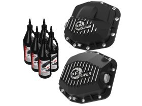 2018-2019 Jeep Wrangler JL V6 3.6L Pro Series Front & Rear Differential Covers - Machined Fins w/ Gear Oil - 46-7100AB
