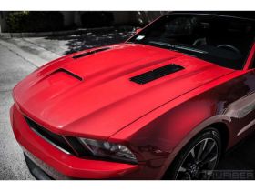 2010-2012 Ford Mustang A61 Fiberglass Dual Functional Ram Air Hood - TF10025-A61