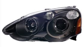 2002-2004 Acura RSX Halo Projector Headlights w/ LED & Amber - Black - 02-AZ-AR02-PBC-R-G2-A