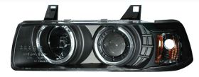 1992-1998 BMW E36 4DR Halo Projector Headlights G2 Black Clear - 02-AZ-B392-PBC-4D-G2-R-A