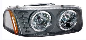 1999-2006 GMC Sierra Euro Halo Headlights Black LED - 02-AZ-CD00-B-A