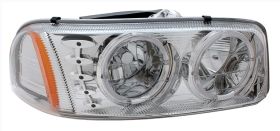 1999-2006 GMC Sierra Euro Halo Headlights Chrome LED - 02-AZ-CD00-C-A