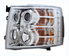 2007-2010 Chevy Silverado Halo Projector Headlights w/ LED Chrome - 02-AZ-CL07-PCC-R-A