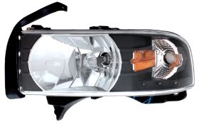 1994-2001 Dodge Ram Euro Crystal Headlights Black LED - 02-AZ-DR94-1-B-A