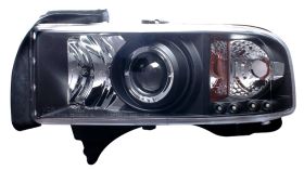 1994-2001 Dodge Ram 1500 LED Halo Projector Headlights - Black - 02-AZ-DR94-PBC-R-A