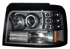 1992-1996 Ford Bronco 1pc LED Halo Projector Headlights - Black - 02-AZ-FF92-PBC-R-A