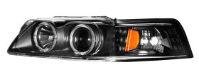 1999-2004 Ford Mustang Gen 2 Projector Headlights - Black / Clear - 02-AZ-FM99-PBC-A-G2