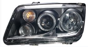 1999-2005 VW Jetta Halo Projector Headlights Black Clear - 02-AZ-VJ99-PBC-R