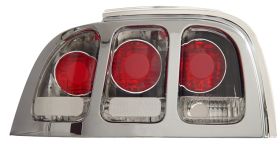 1994-1998 Ford Mustang Euro Tail Lights - Chrome - 03-FM9498TLA