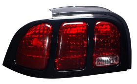 1994-1998 Ford Mustang Euro Tail Lights - Dark Red / Clear - 03-FM9498TLDR