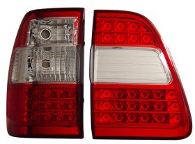 1998-2005 Toyota Land Cruiser Red/Clear LED Tail Lights - 03-TL98TLEDG2