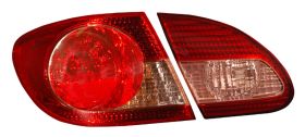 2003-2008 Toyota Corolla 4pc LED Tail Lights - Red / Clear - 03-TO03TLED