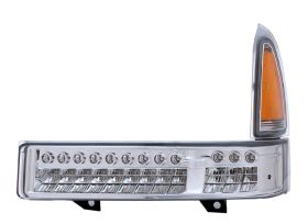 2000-2003 Ford Excursion Euro LED Parking Lights w/ Amber - Chrome - 10-FC00PLEDAC-A