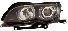 2002-2005 BMW E46 4dr JDM Black Projector Headlights w/ Dual Halo - 02-AZ-B302-PBC-R-4D