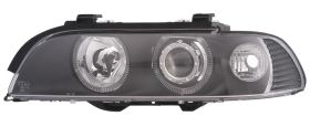 1997-2001 BMW E39 JDM Black Projector Headlights w/ Dual Halo - 02-AZ-B595-PBC-R-A
