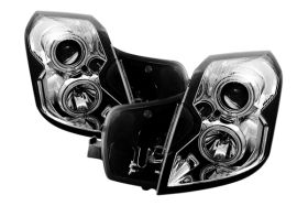2003-2007 Cadillac CTS CCFL Halo Projector Headlights Chrome Clear - 02-AZ-CCT07-PCC-RF