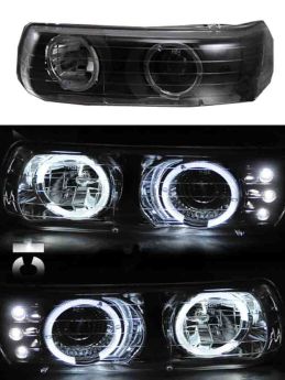 1999-2002 Chevy Silverado JDM Black Projector Headlights Dual Halo - 02-AZ-CL99-PBC-R-G2