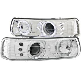 1999-2002 Chevy Silverado Halo Projector Headlights Chrome Clear - 02-AZ-CL99-PCC-R-G2