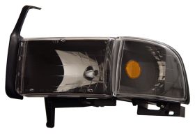 1994-2001 Dodge Ram JDM Black Euro Headlights w/ Corner Light - 02-AZ-DR94-SET-B-A