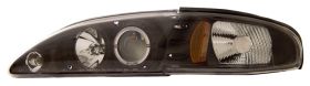 1994-1998 Ford Mustang JDM Black Projector Headlights w/ Halo - 02-AZ-FM94-PBC-R-1-A