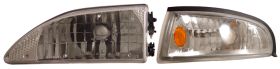 1994-1998 Ford Mustang Chrome Euro Headlights w/ Corner Light - 02-AZ-FM94-SET-C