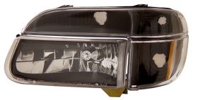 1995-2001 Ford Explorer JDM Black Euro Headlights w/ Corner Light - 02-AZ-FX95-SET-B-A