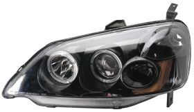 2001-2003 Honda Civic 2/4dr JDM Black Projector Headlights w/ Halo - 02-AZ-HC01-PBC-R-A