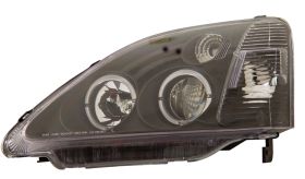 2002-2005 Honda Civic Si 3dr JDM Black Projector Headlights w/ Halo - 02-AZ-HC03-PBC-RIM