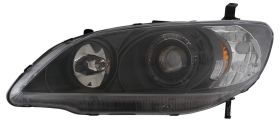 2004-2005 Honda Civic 2dr & 4dr Black Projector Headlights w/ Halo - 02-AZ-HC04-PBC-R-A