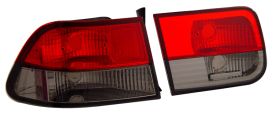 1996-2000 Honda Civic 2dr Red / Smoke OEM Style Taillights - 03-HC9600TLRC2DSM