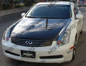 2003-2007 Infiniti G35 Coupe 2DR ViS OEM Carbon Fiber Hood - VIS-03ING352DOE-010C