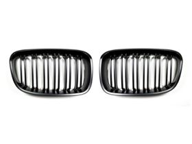 2012-2016 BMW 1-Series F20 Replacement Dual-Slats Stealth Black Front Grille - B