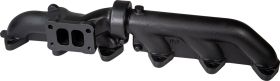 ATS Diesel 1994-98 5.9L Cummins 2-Piece Pulse Flow Exhaust Manifold Kit T-3 Turbo Flange Non Wastegated Ceramic Coated Black - 2049202164