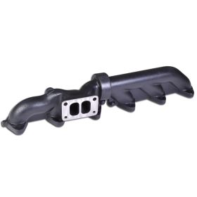 ATS Diesel 2003-07.5 5.9L Cummins 2-Piece Pulse Flow Exhaust Manifold Kit T-3 Turbo Flange Non Wastegated Ceramic Coated Black - 2049202272