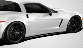 2005-2013 Chevy Corvette C6 Carbon Fiber GT500 Side Skirt Splitters - 2 Piece - 