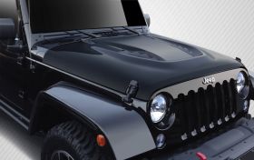 2007-2016 Jeep Wrangler Carbon Fiber Power Dome Hood - 1 Piece - 109921