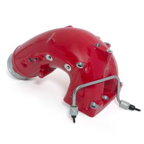 Monster-Ram Intake Elbow Kit W/Fuel Line 3.5 Inch Red Powder Coated 07.5-17 Dodge/Ram 2500/3500 6.7L Banks Power - 42788-PC