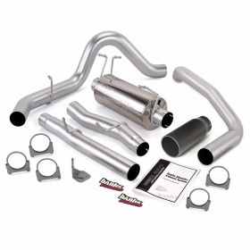 Monster Exhaust System Single Exit Black Tip 03-07 Ford 6.0 F450-F550 Standard Cab 165 inch Banks Power - 47287-B