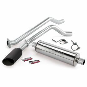 Monster Exhaust System Single Exit Black Ob Round Tip 99-06 Chevy 4.3-5.3L 1500 SCSB Banks Power - 48331-B