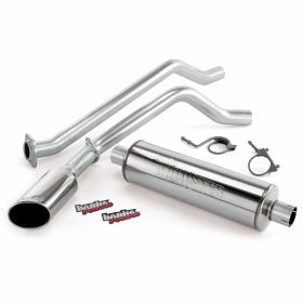 Monster Exhaust System Single Exit Chrome Ob Round Tip 99-06 Chevy 4.3-5.3L 1500 SCSB Banks Power - 48331