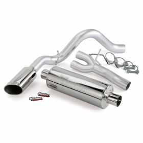 Monster Exhaust System Single Exit Chrome Ob Round Tip 06 Chevy 6.0 1500 CCSB HD Only Banks Power - 48332