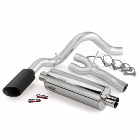 Monster Exhaust System Single Exit Black Ob Round Tip 07-08 Chevy 6.0L Vortex MAX CCSB Banks Power - 48345-B
