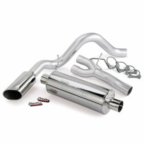Monster Exhaust System Single Exit Chrome Ob Round Tip 07-08 Chevy 6.0L Vortec MAX CCSB Banks Power - 48345