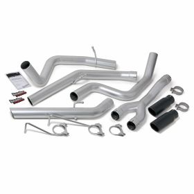 Monster Exhaust System DualRear Exit Black Round Tips 14-16 Ram 1500 3.0L EcoDiesel Banks Power - 48602-B