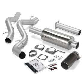 Monster Exhaust System Single Exit Black Tip 02-05 Chevy 6.6L SCLB Banks Power - 48632-B