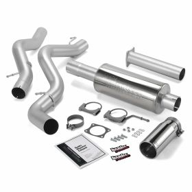 Monster Exhaust System Single Exit Chrome Round Tip 02-05 Chevy 6.6L EC/CCLB Banks Power - 48634