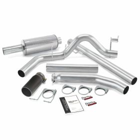 Monster Exhaust System Single Exit Black Round Tip 98-02 Dodge 5.9L Extended Cab Banks Power - 48636-B