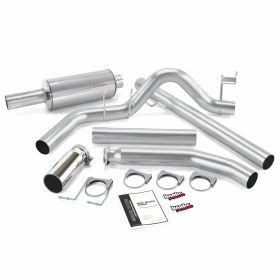 Monster Exhaust System Single Exit Chrome Round Tip 98-02 Dodge 5.9L Extended Cab Banks Power - 48636