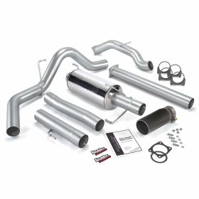 Monster Exhaust System Single Exit Black Round Tip 03-04 Dodge 5.9L CCLB No Catalytic Converter Banks Power - 48643-B
